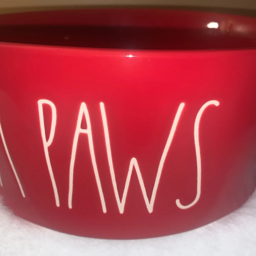 🍁 SANTA PAWS Rae Dunn Red Ceramic Pet Bowl NWOT